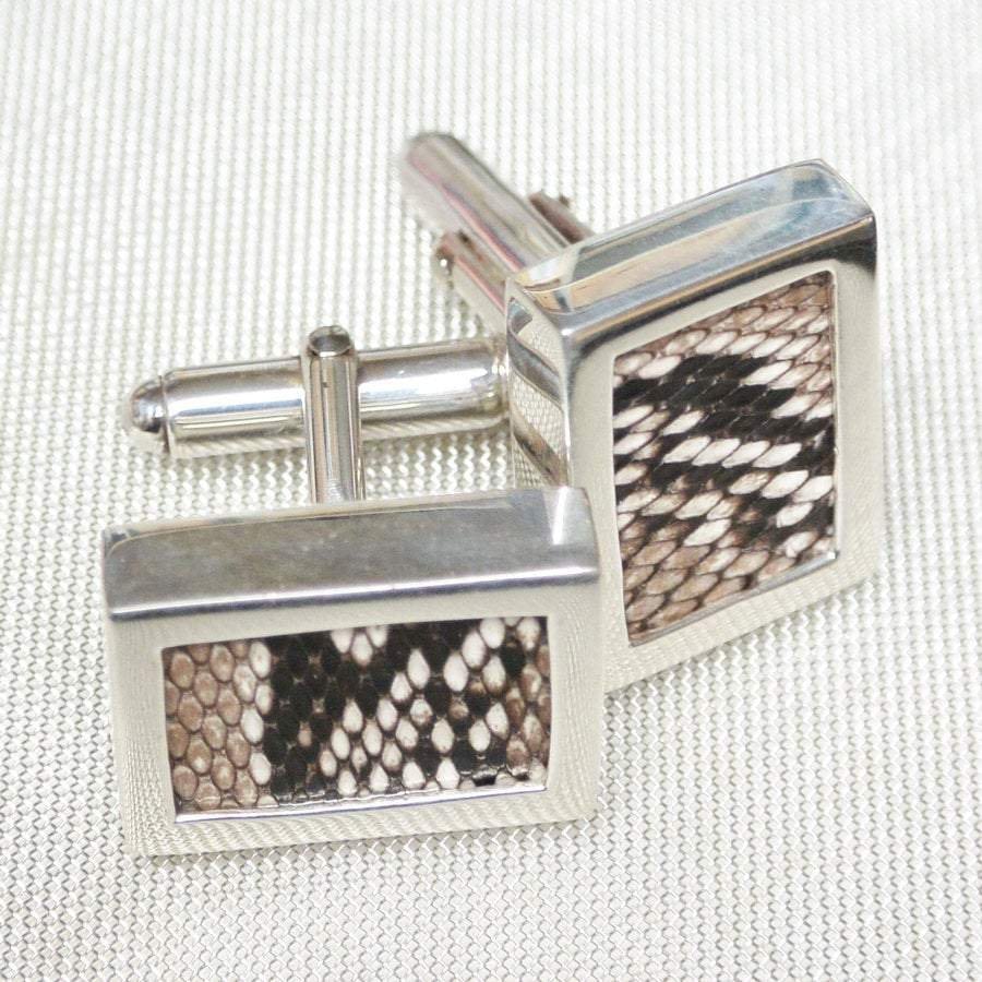 Python Snakeskin Cufflinks in Sterling Silver Etsy UK