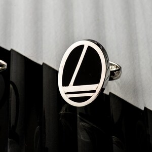 Art Deco Ring, circle in Sterling Silver 画像 4