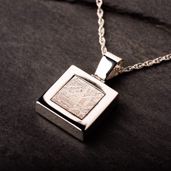 Meteorite Pendant, Square in Sterling Silver