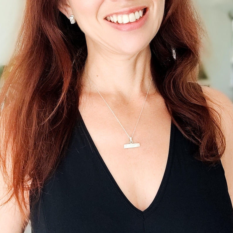 Hepburn and Hughes Meteorite Pendant | Space Gift | Horizontal bar | Sterling Silver