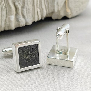Dinosaur Fossil Cuff Links | Made from Iguanodon fossil | Fossil Cufflinks | sterling silver