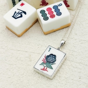 Mahjong Pendant, Chinese Game Gift, Bamboo Suit, in Sterling Silver