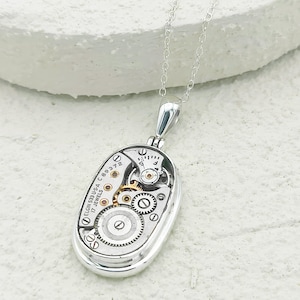 Elgin Watch Movement Pendant | Vintage Timepiece | Sterling Silver