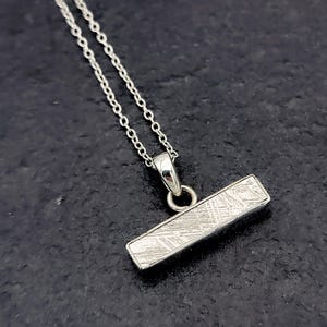 Meteorite Pendant | Space Gift | Horizontal bar | Sterling Silver