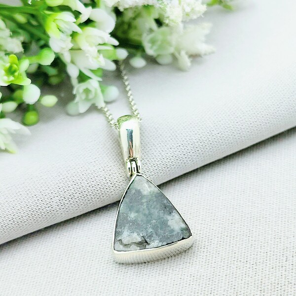 Welsh Preseli Bluestone Necklace | "Stonehenge" Pendant | Triangle | Sterling Silver