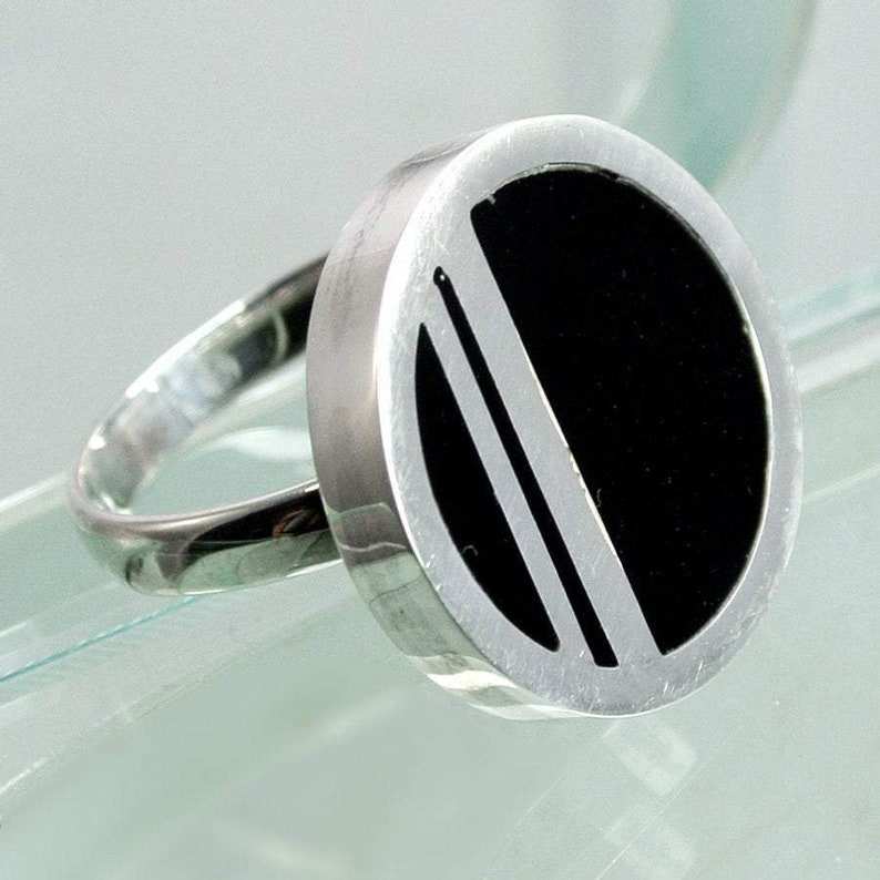 Art Deco Ring, circle in Sterling Silver 画像 5