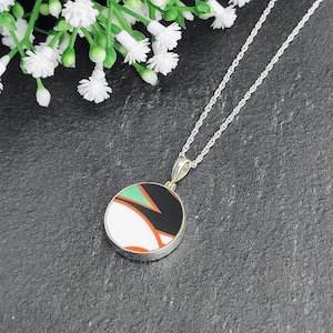 Art Deco Pendant | Circular Clarice Cliff necklace | 20mm diameter | Six options | Sterling Silver