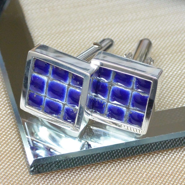 Ceramic Micro Tile Cufflinks in Sterling Silver