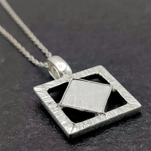 Meteorite Pendant | Astronomy Gift | Hanging Diamond | Sterling Silver