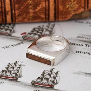 HMS Victory Ring for Men, Made with Oak Salvaged from HMS Victory, Nautical Ring in Sterling Silver