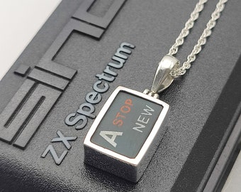 ZX Spectrum Keyboard Pendant | Letters | Computer Gift | Sterling