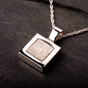 Hepburn and Hughes Meteorite Pendant, Square in Sterling Silver