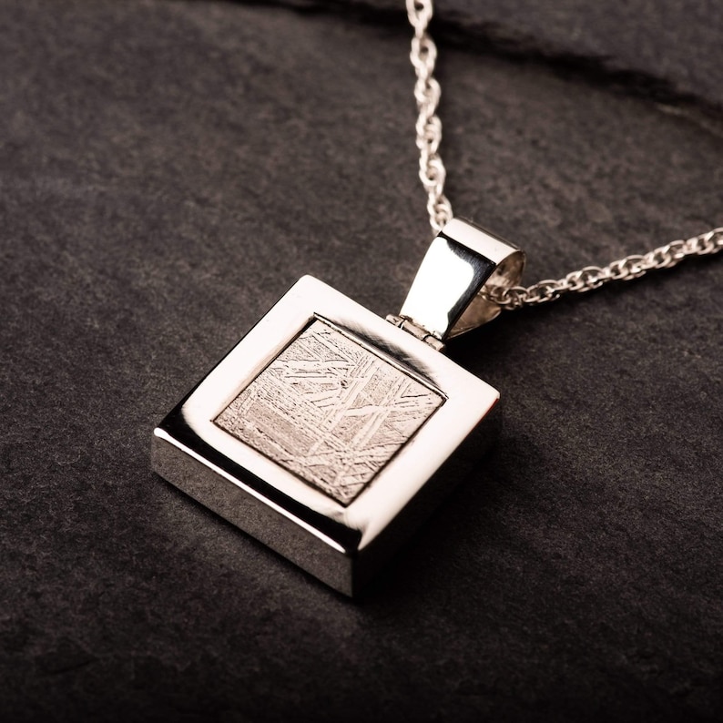 Hepburn and Hughes Meteorite Pendant, Square in Sterling Silver