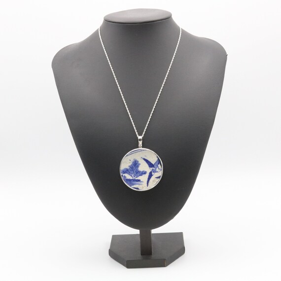 Buy Minton Ceramic Pendant, Round in Sterling Silver Online in