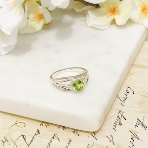Peridot Gemstone Ring | August Birthstone | Sterling Silver