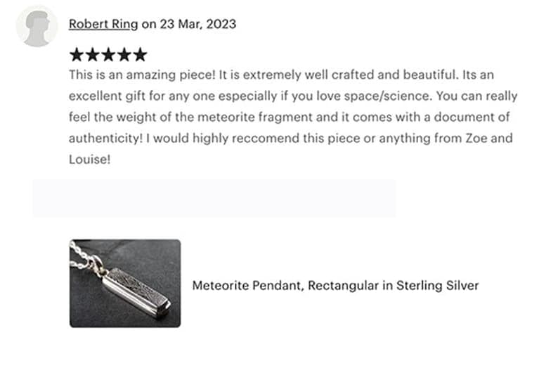 Hepburn and Hughes Meteorite Pendant | Muonionalusta Meteorite | Rectangular | Sterling Silver