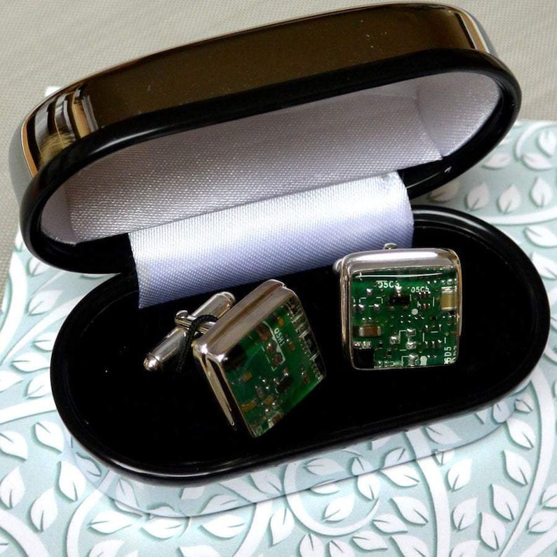 Computer Circuit Board Cufflinks in Sterling Silver