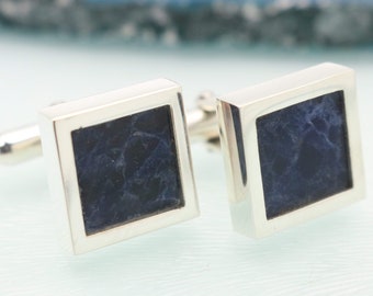 Sodalite Cufflinks in Sterling Silver