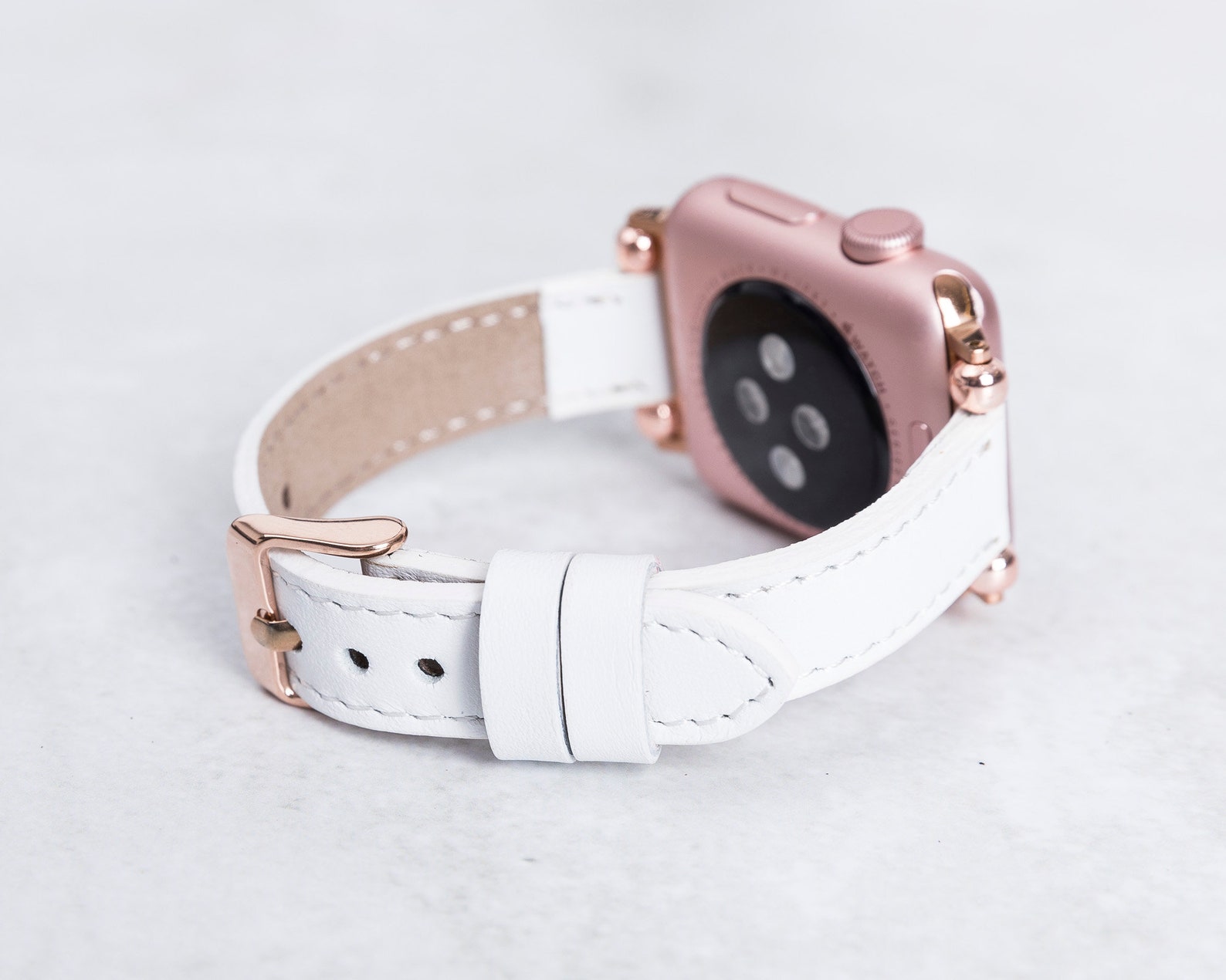 White Leather Apple Watch Band 38mm 40mm 42mm 44mm women Thin Etsy