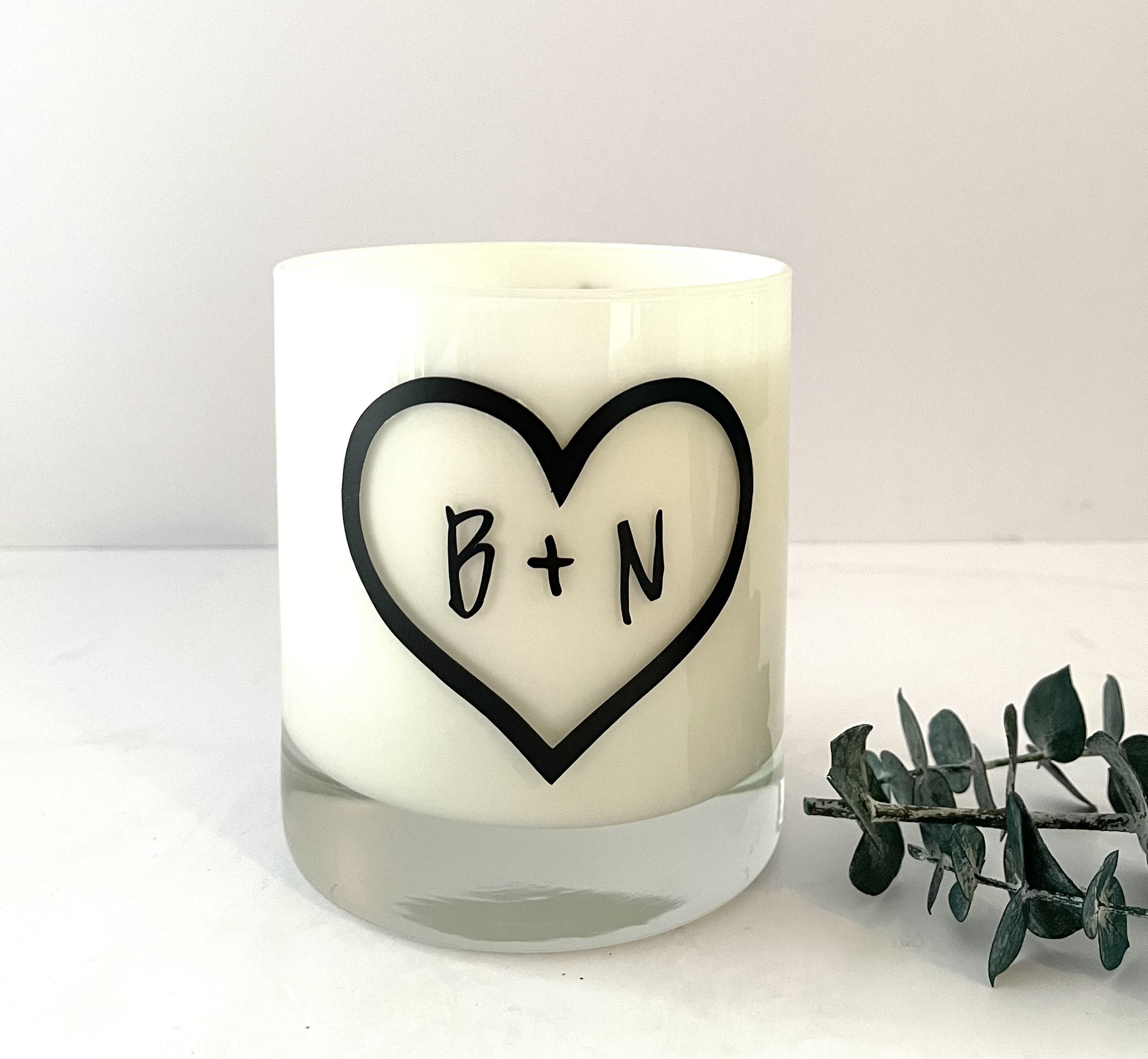 Heart Monogram Personalized Candle
