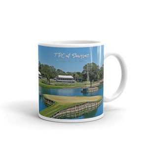 Coffee Mug TPC at Sawgrass 17th Hole Impressionism Painting-Effect Labeled with Course Name and Hole Specs 11 Fluid ounces