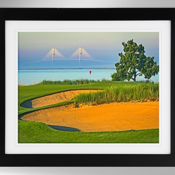 Seaside Golf Course Impressionism Painting-Effect Print Art (2 Options), Sea Island Golf Club, (#13), Not Framed