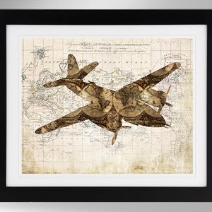 Martin B-26 Marauder Bomber Wall Art - Map Print - 4 Options, Widowmaker, US Army Air Force (#618), Not Framed