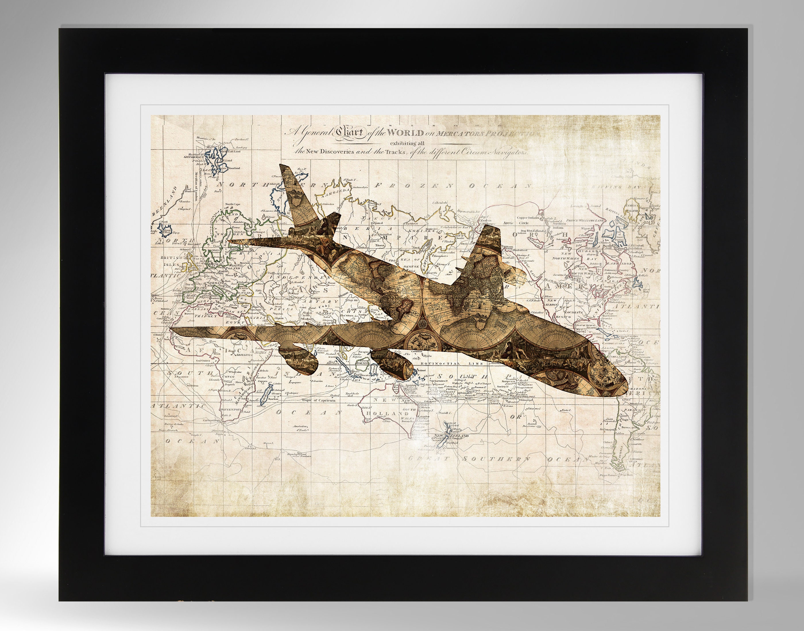 Boeing 747-100 747-200 Jumbo Jet Wall Art Map/flag Print (2