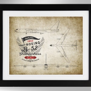 Boeing B-52 Stratofortress Wall Art Print, B-52 Bomber, B-52 Print, B52 Print, USAF, (#94), Not Framed