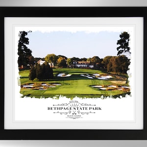 Bethpage State Park Art Print - Black Course Golf Links Watercolor Effect Print, Golf Decor, (#517), Not Framed