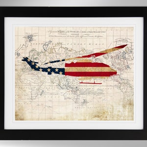 Bell AH-1 Cobra Attack Helicopter Wall Art Map/Flag Print (2 Options), US Army, HueyCobra, Snake (#297), Not Framed