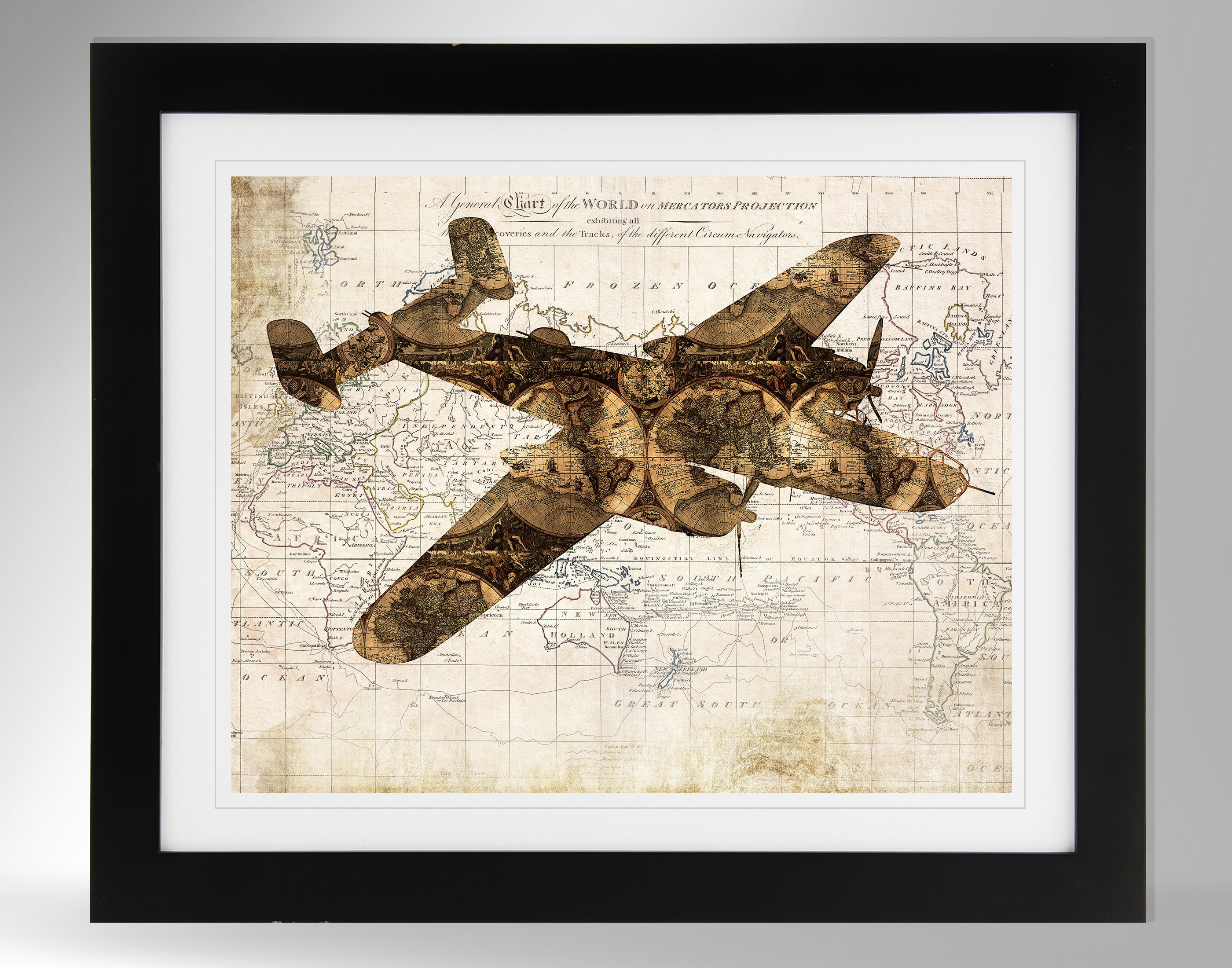 North American B-25 Mitchell Wall Art - Map Print - 2 Options