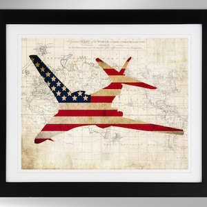 B-1 Lancer Wall Art - Map/Flag Print - 2 Options, Rockwell, B-1B, US Air Force, USAF (#205), Not Framed