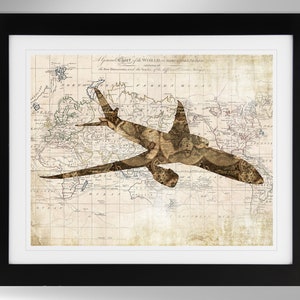 787 Dreamliner Silhouette Wall Art Mapa/Impressão de bandeira (6 opções), Avião comercial, 787-8, 787-9, 787-10 (#867), Sem moldura