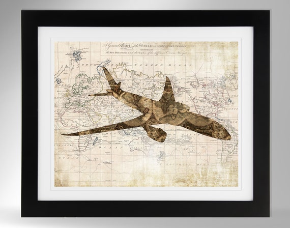 787 Dreamliner Silhouette Wall Art Map/flag Print (6 Options