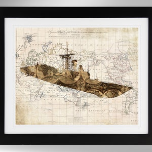 USS Stark Guided Missile Frigate Silhouette Print Wall Art (6 Options), FFG-31, FFG31, Oliver Hazard Perry Class (#846), Not Framed