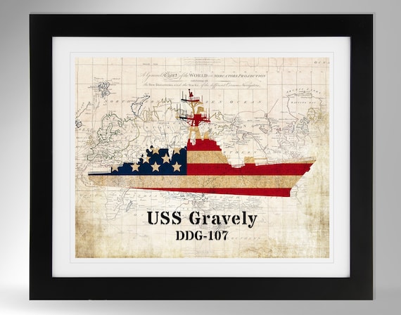 USSグレイブリー誘導ミサイル駆逐艦シルエットプリントウォール