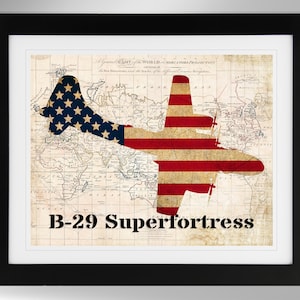 Boeing B-29 Superfortress Wall Art - Map/Flag Print - 2 Options, Enola Gay, US Army Air Force (#411), Not Framed