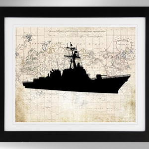 USS Michael Murphy Guided Missile Destroyer Silhouette Print Wall Art (6 Options), Arleigh Burke Class, DDG-112, (#797), Not Framed
