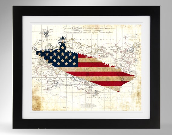 USS Gerald R Ford Wall Art - Map/flag Print - 2 Options, CVN-78