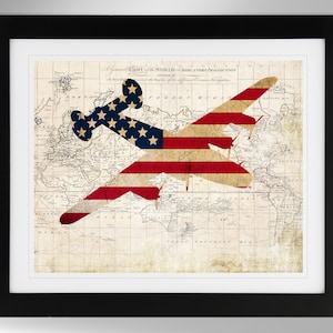 Consolidated B-24 Liberator Wall Art - Map/Flag Print - 2 Options, Flying Boxcar, US Army Air Force (#415), Not Framed