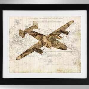 Consolidated B-24 Liberator Wall Art - Map Print - 2 Options, Flying Boxcar, US Army Air Force (#414), Not Framed