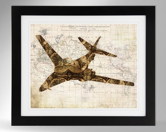 B-1 Lancer Wall Art - Map Print - 2 Options, Rockwell, B-1B, US Air Force, USAF (#204), Not Framed