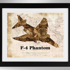 McDonnell Douglas F-4 Phantom Wall Art - Map Print - 2 Options, F4 Phantom, USAF, Marines, Navy (#244), Not Framed