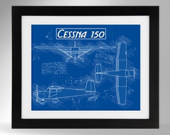 Cessna 150 Airplane Sketch Effect - Multiple Options (#648), Cessna 150, Sky Chicken, Not Framed