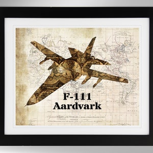 General Dynamics F-111 Aardvark Wall Art - Map Print - Multiple Options, F111 Aardvark, US Air Force, USAF (#229), Not Framed
