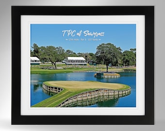TPC Sawgrass 17th Hole Art Print - The Players Championship Impressionism Painting-Effect Print (2 Options), Golf Decor, (#324), Not Framed