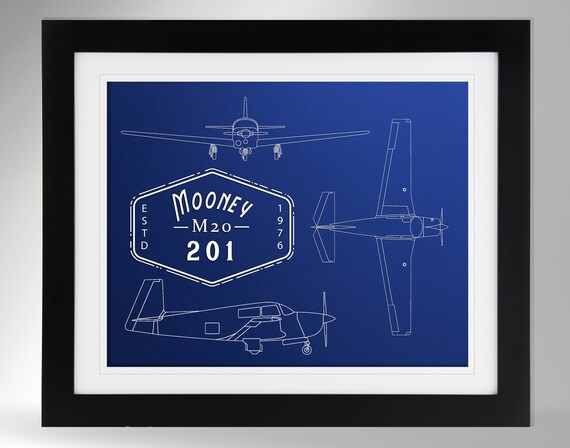 Mooney M20 Airplane Labeled Print Multiple Options 548, Private  