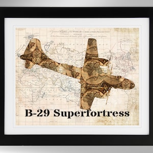 Boeing B-29 Superfortress Wall Art - Map Print - 2 Options, Enola Gay, US Army Air Force (#410), Not Framed