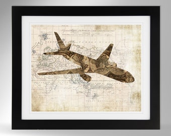 Póster de arte mural del Boeing 767-300 (6 opciones), avión comercial, contenedor de basura, babosa, rechoncho (n.° 861), sin marco